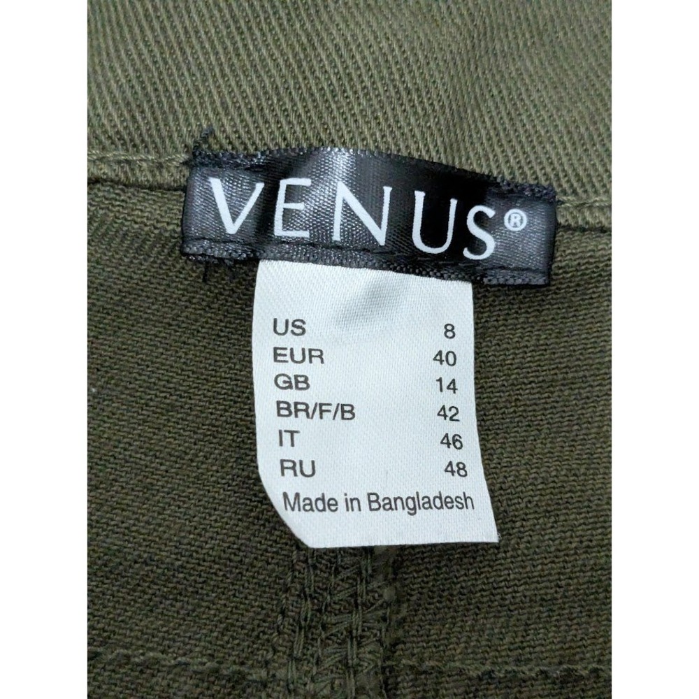 Venus Olive Green 8 Flare Leg Pants Mid Rise 5-Pocket Stretch Trousers Womens - Picture 3 of 10
